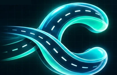 Isotipo Capimux: C formada por rutas luminosas